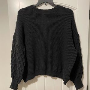 Shein Black Oversized Cowl Neck Sweater with Quilt Detail on Sleeves 3X